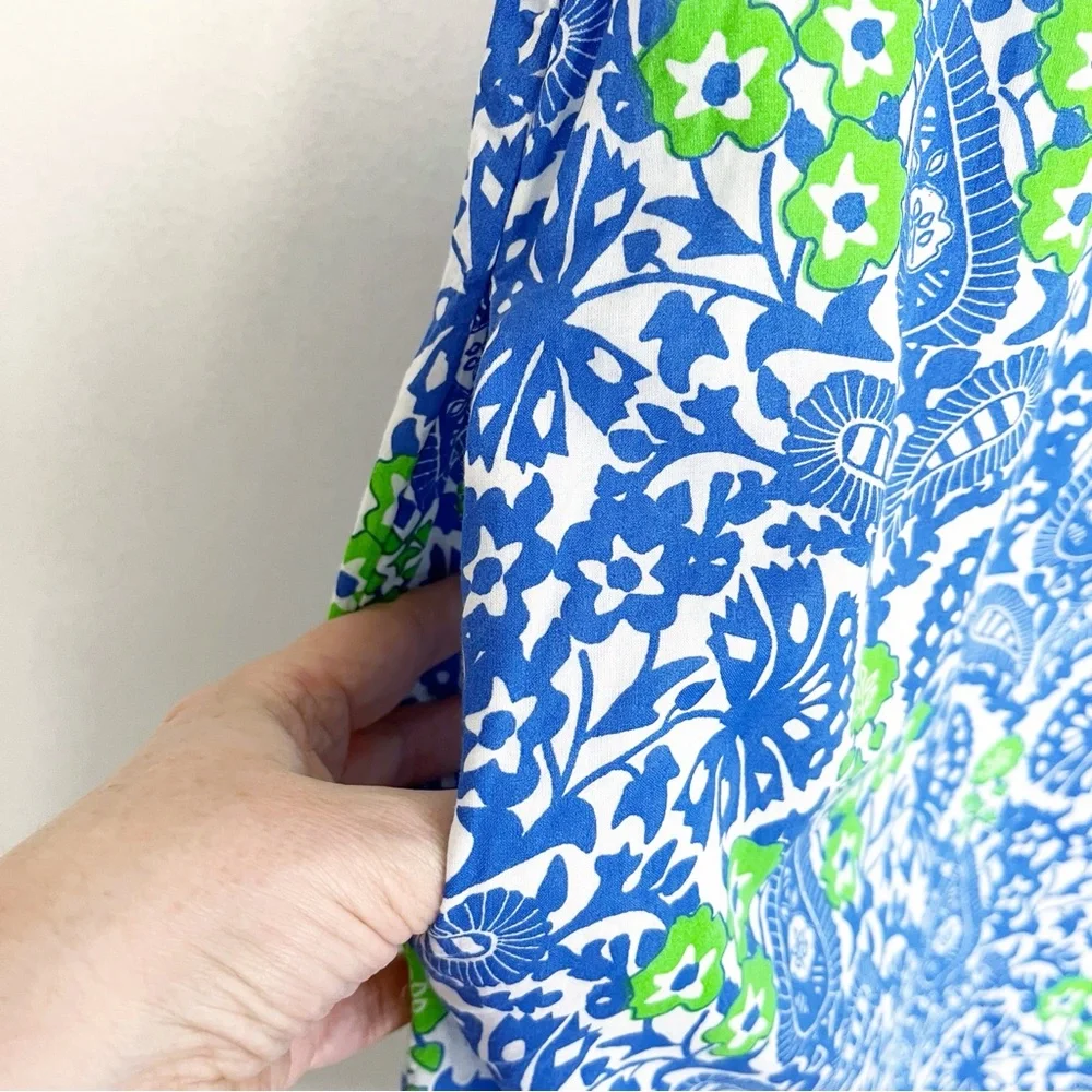 BOGO! Gretchen Scott Flirt Floral Dress East India Cotton Blue Green XL - Picture 5 of 10